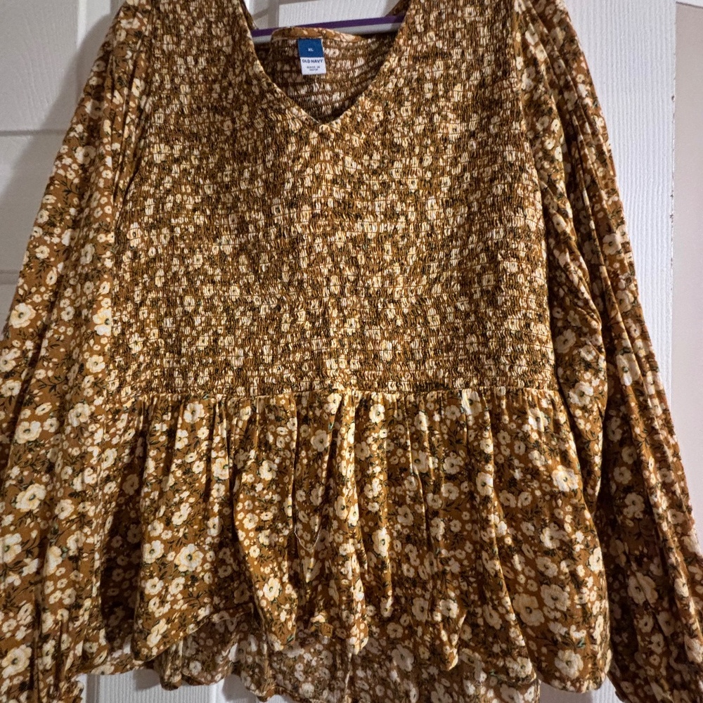 Old Navy Smocked Long Sleeve Blouse